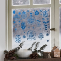 Наклейки новогодние виниловые с фольгированием &laquo;Ёлочные украшения&raquo;, 30 х 50 см, Новый год