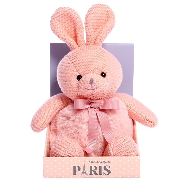 Мягкая игрушка &laquo;Зайка вязаный&raquo;, цвет розовый, 38 см