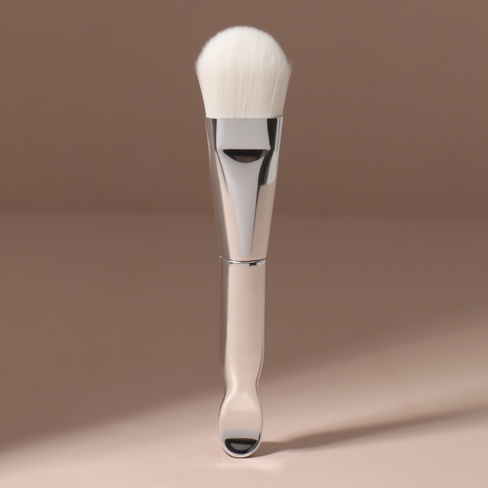 Кисть для масок &laquo;SILVER&raquo;, с лопаткой, 14 (+/- 1) см, цвет серебристый/белый