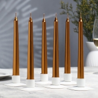 Набор Свечей античных, 1,9х 20 см, 6 штук, кофейно-золотой металлик Набор Свечей античных, 1,9х 20 см, 6 штук, кофейно-золотой металлик
