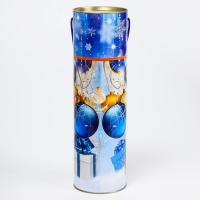 Новый год. Подарочная коробка, тубус &laquo;Синие шары&raquo; 99х340мм.