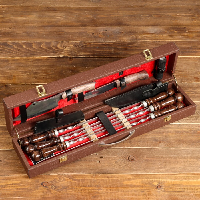 Набор с шампурами Набор с шампурами "Горный дух" кейс, шампуры, два ножа