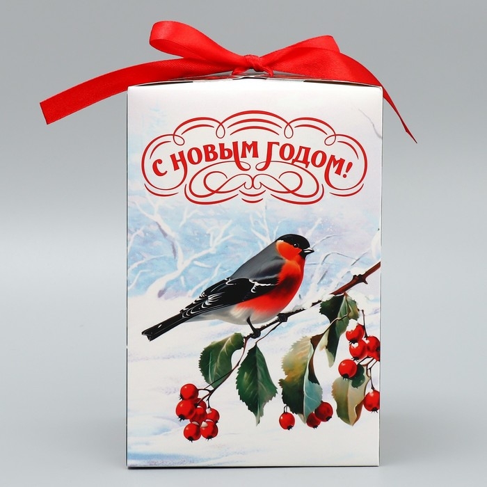 Коробка подарочная новогодняя складная &laquo;С Новым годом!&raquo;, снегирь, 12 х 18 х 12 см, Новый год
