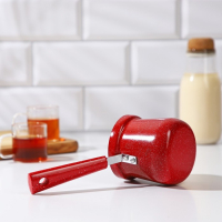 Турка Доляна &laquo;Мрамор рэд&raquo;, 400 мл, d=8 см, пластиковая ручка, антипригарное покрытие, индукция, цвет красный