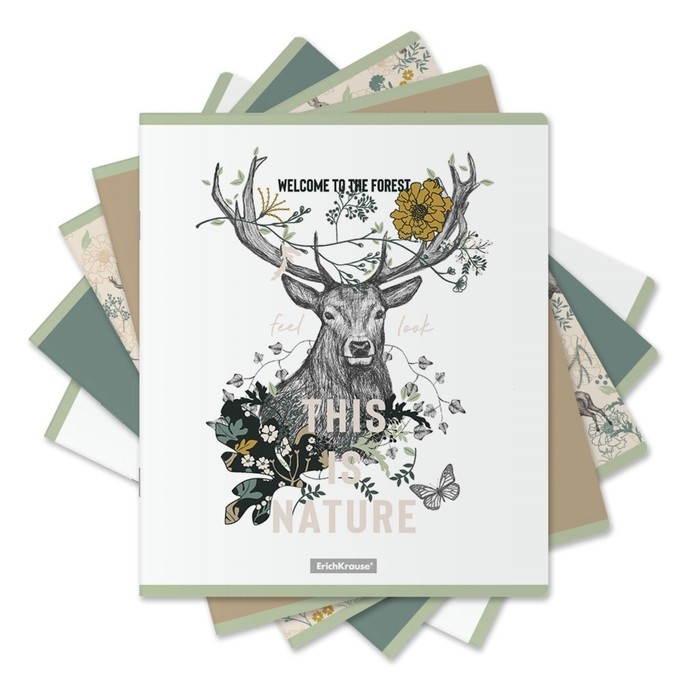 Тетрадь 48 листов в клетку, ErichKrause Natural Life, обложка мелованный картон, матовая ламинация, блок офсет 100% белизна, МИКС (1 вид в спайке) Тетрадь 48 листов в клетку, ErichKrause Natural Life, обложка мелованный картон, матовая ламинация, блок офсет 100% белизна, МИКС (1 вид в спайке)