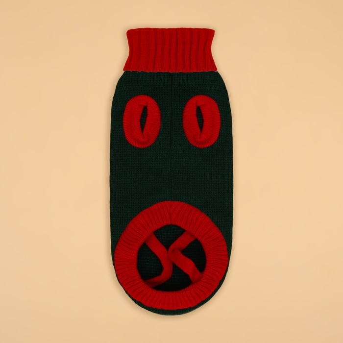 Свитер "Рога удачи", размер XL (ДС 40 см, ОШ 34, ОГ 32-51), зелёный