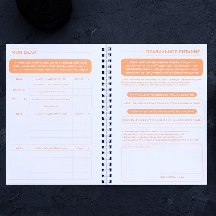 Дневник тренировок &laquo;Горячий челендж&raquo; на пружине, 25 листов