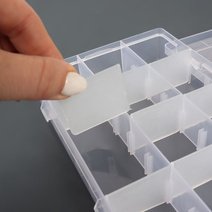 Органайзер для декора, передвижные ячейки, 12 ячеек, 19,5 × 13 × 3,6 см, цвет прозрачный Органайзер для декора, передвижные ячейки, 12 ячеек, 19,5 × 13 × 3,6 см, цвет прозрачный