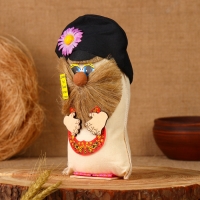 Оберег "Домовой в кепке с подковой", лён, 20 см Оберег "Домовой в кепке с подковой", лён, 20 см