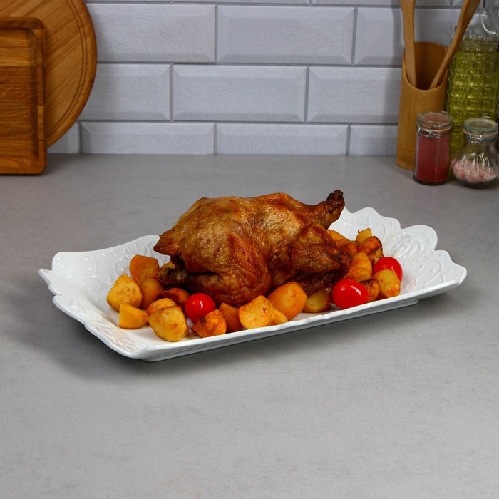 Блюдо Veronica Rectangular, белое, фарфор, Иран Блюдо Veronica Rectangular, белое, фарфор, Иран