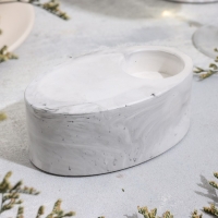 Подсвечник "Узкий овал. Мрамор" из гипса,11,5х7х4см,мрамор с чёрными полосками Подсвечник "Узкий овал. Мрамор" из гипса,11,5х7х4см,мрамор с чёрными полосками