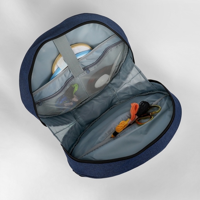 Сумка для вышивания, 2 отделения на молнии, с ручками, d = 35 &times; 12 см, цвет синий