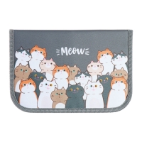 Пенал 1 секция 140 х 210 х 40 мм, откидной карман и косметичка, тканевый, Calligrata TOP Content "Коты" Пенал 1 секция 140 х 210 х 40 мм, откидной карман и косметичка, тканевый, Calligrata TOP Content "Коты"