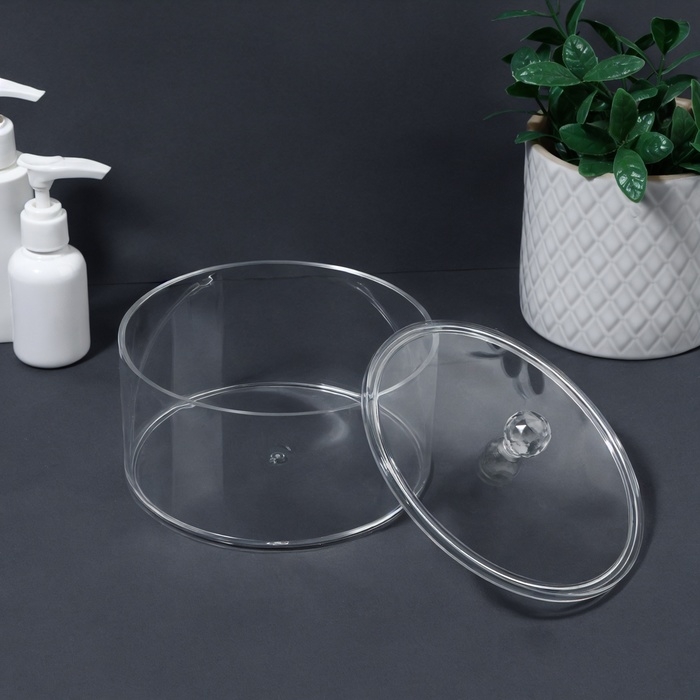 Органайзер для хранения, с крышкой, 14 &times; 14 &times; 9,3 см, цвет прозрачный