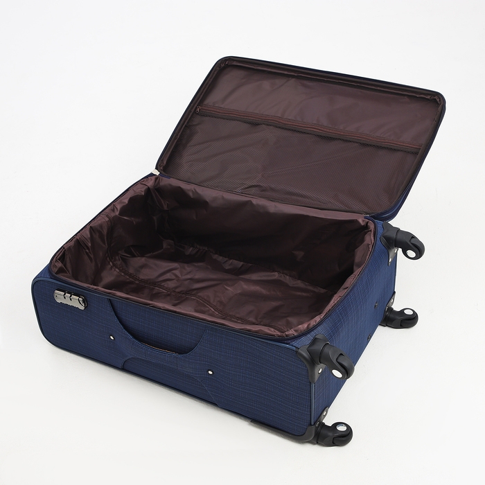 Чемодан большой 95 л (L), отдел на молнии, с расширением, кодовый замок, 4 колеса, 2 наружных кармана, цвет синий