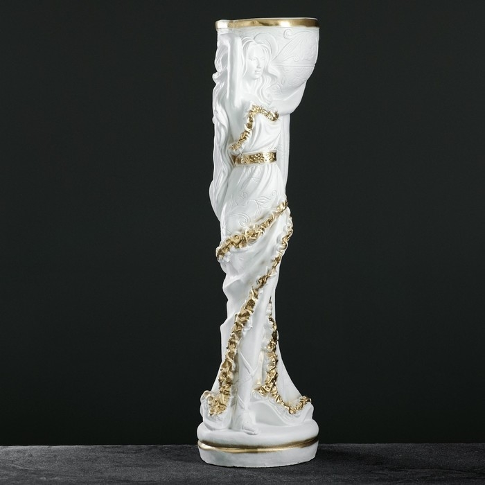 Фигура с кашпо "Девушка Нимфа" белое золото, 1,2 л / 30х83х23см