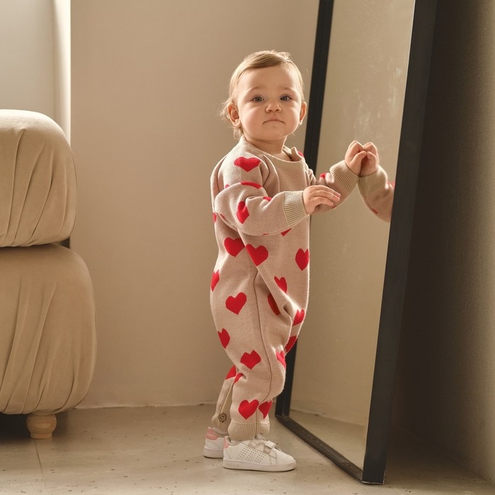 Комбинезон вязаный Крошка Я &laquo;Сердечки&raquo;, рост 68-74 см