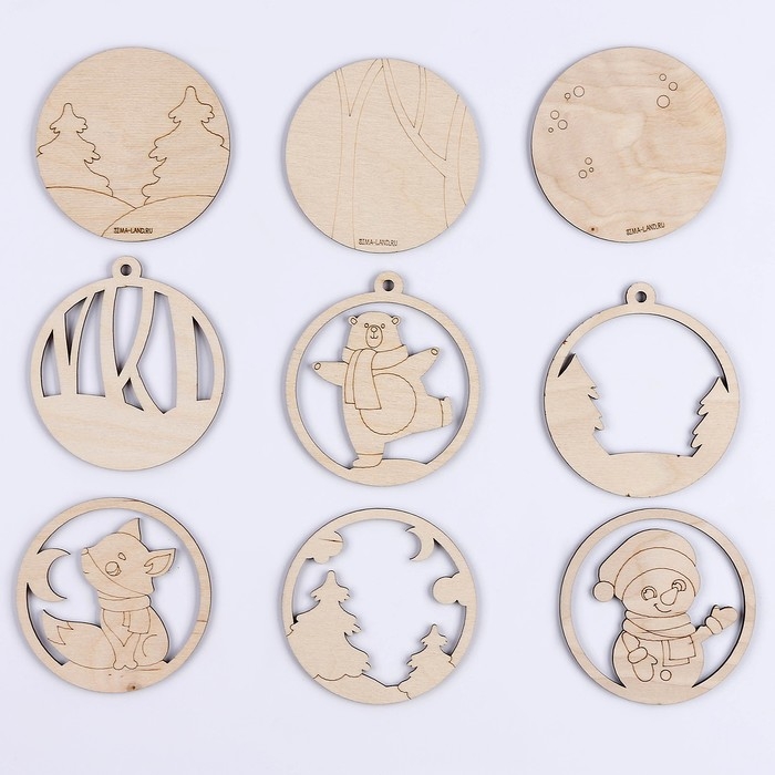 Новогодняя роспись по дереву &laquo;Новый год! Подвески на ёлочку&raquo;