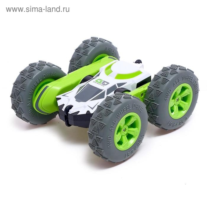 Машина-перевёртыш радиоуправляемая &laquo;Трюкач&raquo;, работает от аккумулятора, цвет зелёный