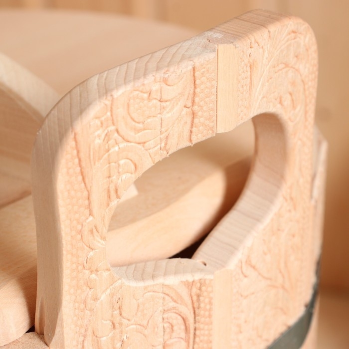 Запарник-ведро из липы, 12 л, пластиковая вставка, с крышкой, тиснение "Русские узоры"