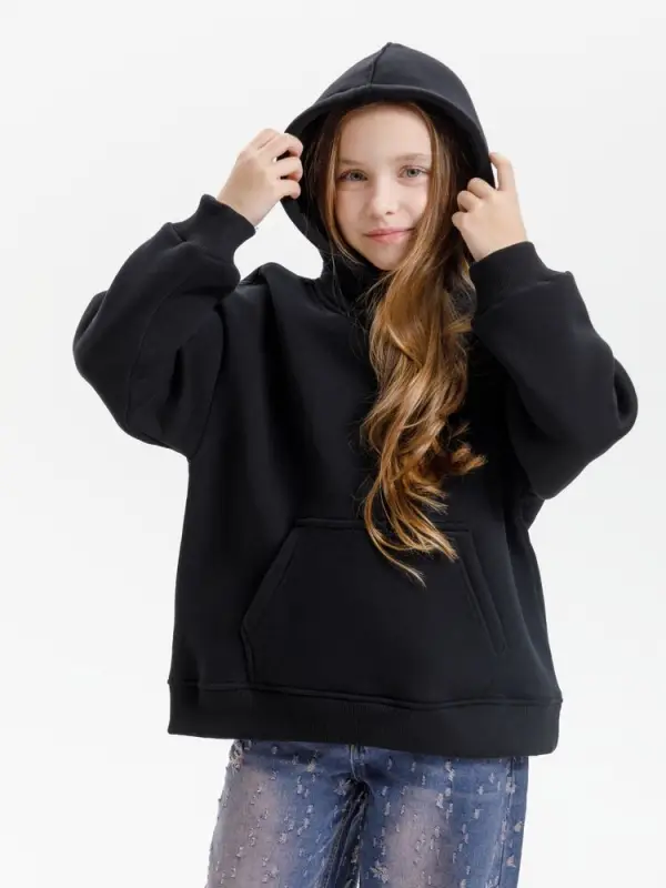 Худи детское оверсайз Junipero, черное, 6 лет