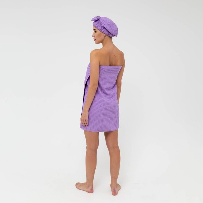 Набор для бани и ванной Этель «Вафля» полотенце 70*140 см+чалма 21*25 см, цв.фиолетовый Набор для бани и ванной Этель «Вафля» полотенце 70*140 см+чалма 21*25 см, цв.фиолетовый