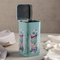 Банка с крышкой для сыпучих продуктов &laquo;Десерт мятный&raquo;, 1,4 л, 9&times;17 см, прямоугольная, цвет бирюзовый