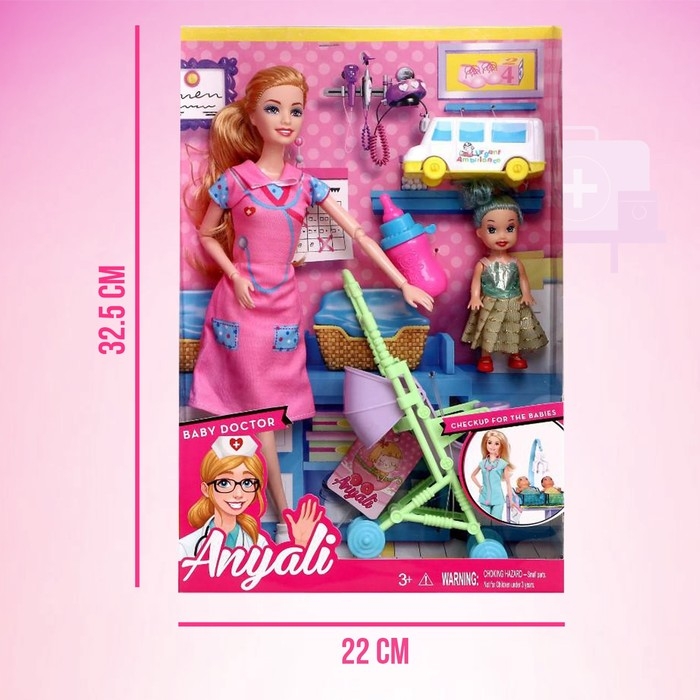 Кукла-модель шарнирная &laquo;Врач&raquo; с малышкой, с аксессуарами, МИКС