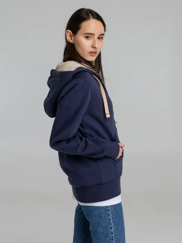 Толстовка унисекс на молнии Sherpa 280 темно-синяя, размер XXS