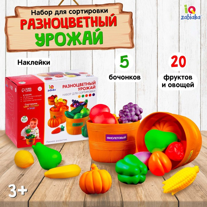 Набор для сортировки &laquo;Разноцветный урожай&raquo;, по методике Монтессори