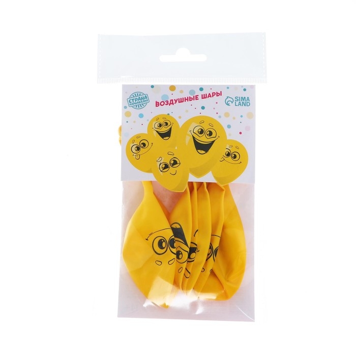 Воздушный шар латексный 12 Воздушный шар латексный 12" «Улыбки, мордочки», 5 шт., МИКС