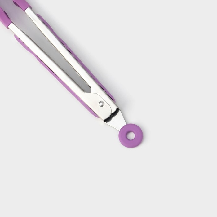 Щипцы кухонные Доляна &laquo;Лист&raquo;, 25&times;3,5 см, цвет сиреневый