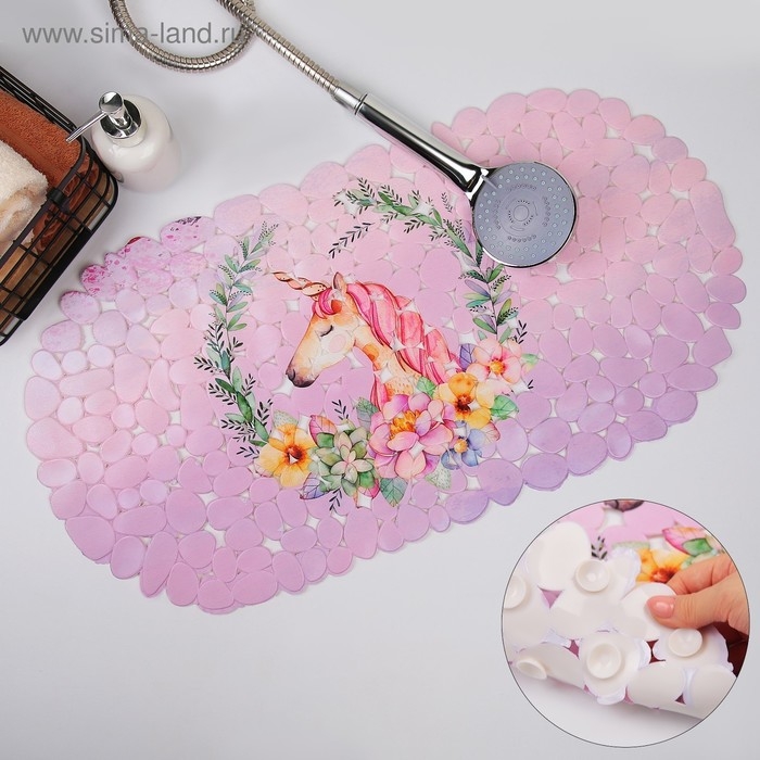 SPA-коврик для ванны на присосках Доляна &laquo;Единорог&raquo;, 34&times;65 см