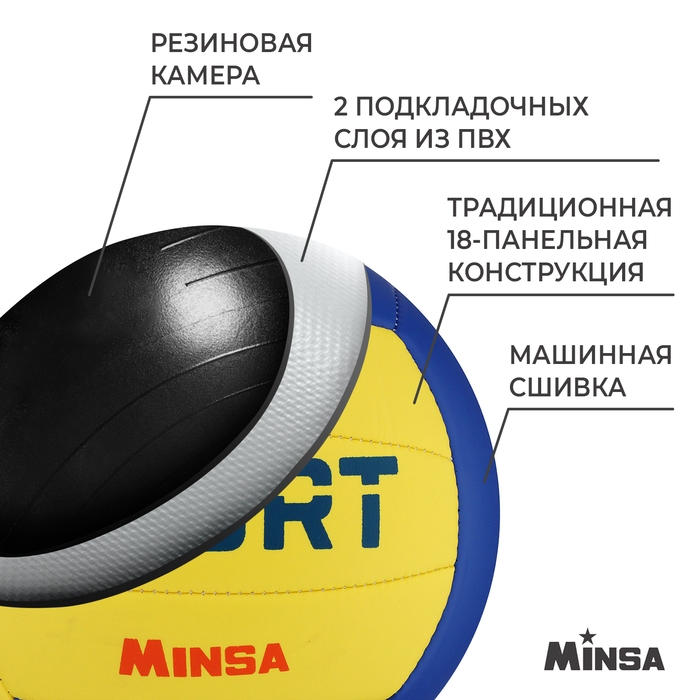 Волейбольный мяч MINSA SMR-058, машинная сшивка, 18 панелей, р. 5, TPU Волейбольный мяч MINSA SMR-058, машинная сшивка, 18 панелей, р. 5, TPU