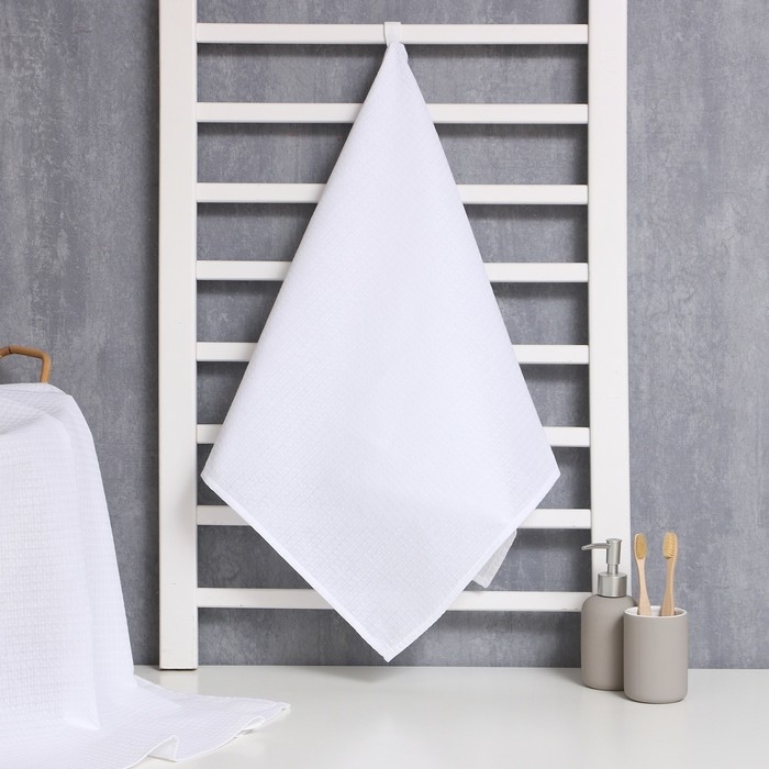 Полотенце вафельное Экономь и Я 50х90 см, белый, 100% хлопок, 200 г/м2 Полотенце вафельное Экономь и Я 50х90 см, белый, 100% хлопок, 200 г/м2