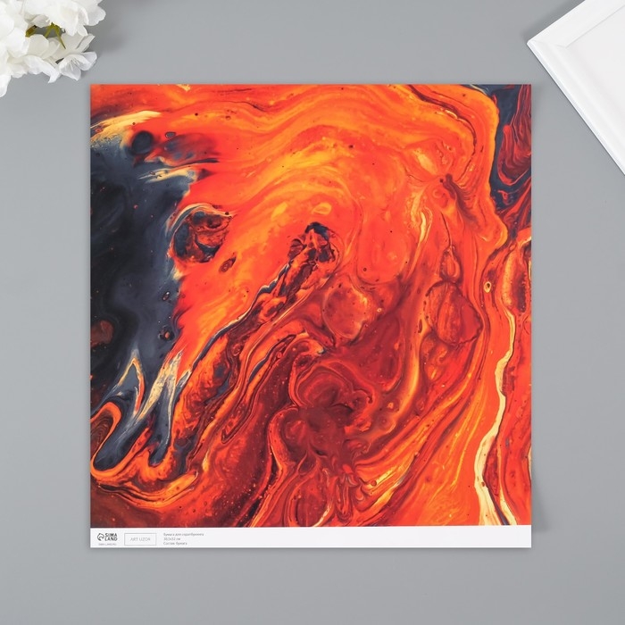 Бумага для скрапбукинга двусторонняя "Разводы краски" плотность 180 гр набор 5 шт 30,5х32 см   10718