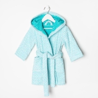 Халат махровый детский Крошка Я &laquo;Крапинка&raquo; размер 32, цвет бирюзовый, 100% хлопок 360 г/м2