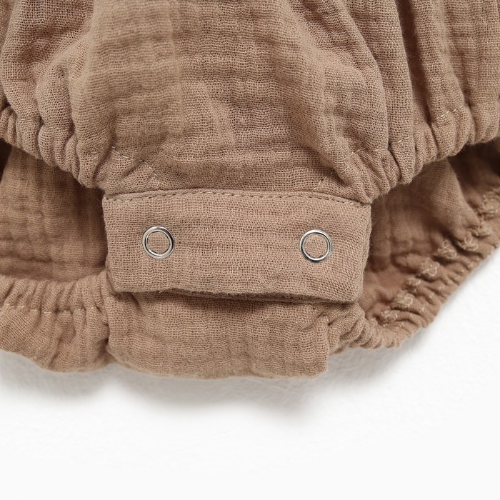 Боди с рюшей Крошка Я "Муслин", рост 62-68 см, цвет бежевый