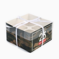 Коробка для капкейков, кондитерская упаковка, 4 ячейки &laquo;23 Февраля&raquo;, 16 х 16 х 10 см