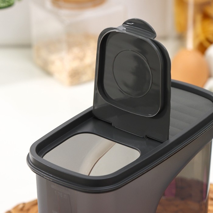 Ёмкость для сыпучих продуктов «Бест», 2 л, 9,5×19×19 см, цвет прозрачный, крышка серая Ёмкость для сыпучих продуктов «Бест», 2 л, 9,5×19×19 см, цвет прозрачный, крышка серая