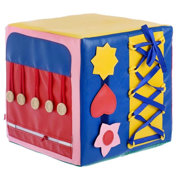 Бизикубик развивающий тактильный &laquo;Часики&raquo;, 30 &times; 30 см, по методике Монтессори