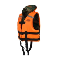Жилет спасательный Flinc двухсторонний 100 кг (оранжевая основа, камуфляж внутри) Жилет спасательный Flinc двухсторонний 100 кг (оранжевая основа, камуфляж внутри)