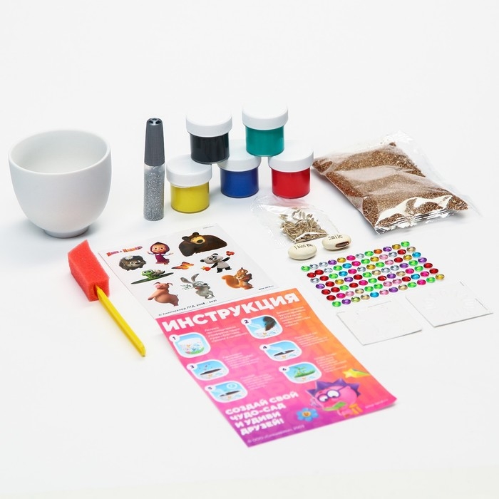 Набор для творчества и опытов &laquo;Чудо-сад, выращиваем травку&raquo; Маша и Медведь, прорастайка