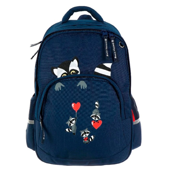 Рюкзак школьный Bruno Visconti, 40 х 30 х 16 см, эргономичная спинка, &laquo;Еноты, сердечки&raquo;