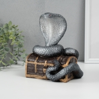 Новогодняя копилка "Кобра на сундуке " 20 х 17 х 12 см, серебристый Новогодняя копилка "Кобра на сундуке " 20 х 17 х 12 см, серебристый