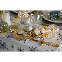 Скатерть "Доляна" Синие снежинки 220х146 +/- 3 см, 100% хлопок, 164 г/м2