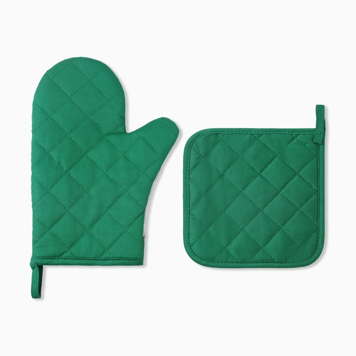 Набор кухонный &laquo;Новогодний лес&raquo; варежка-прихватка 20х28см, прихватка 19х19см,100%хл