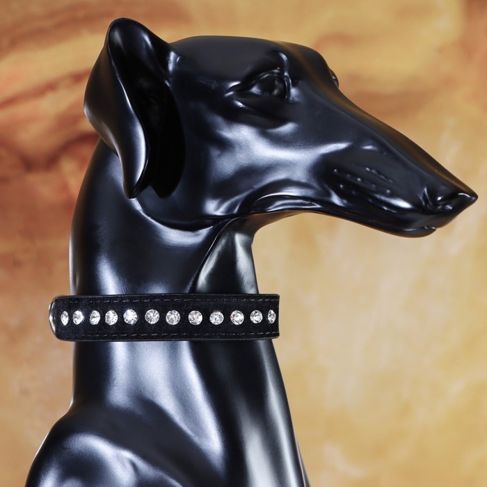 Ошейник Ошейник "Бархат и стразы", 31 х 1,3/2 см, ОШ 22-28 см, чёрный