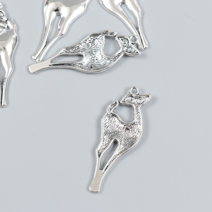 Декор для творчества металл Декор для творчества металл "Изящная косуля" набор 6 шт серебро 1,8х4,8 см