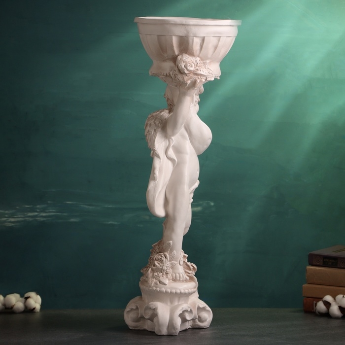 Фигурное кашпо "Ангел с розами", состаренный, 1,8 л/ 24х24х70см